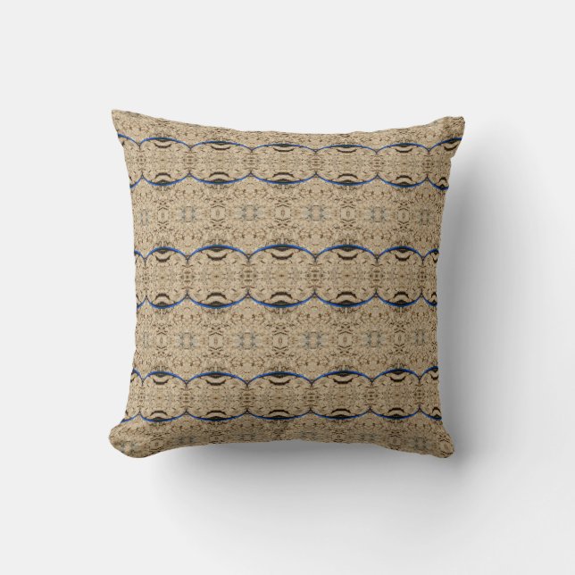 bright blue grey abstract pattern cushion (Front)