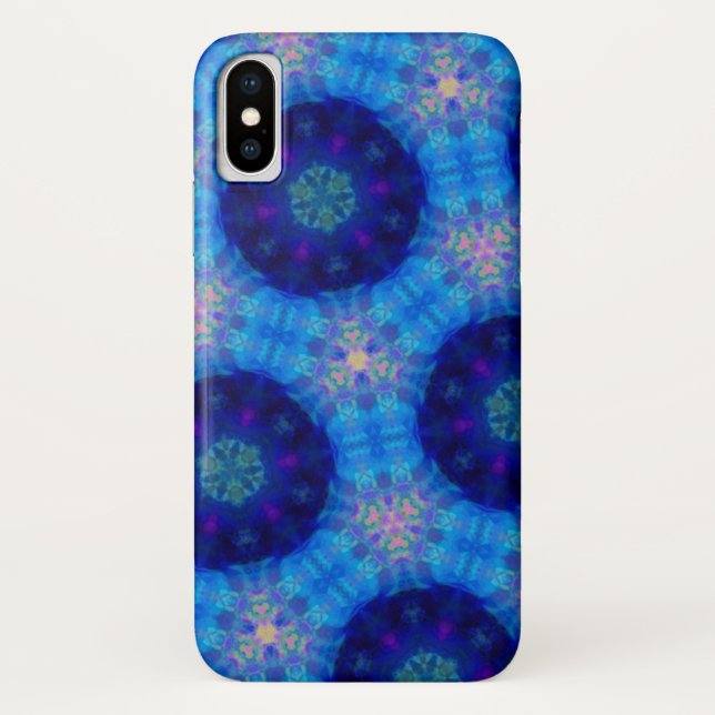 Bright Blue Hexagon Kaleidoscope Pattern Case-Mate iPhone Case (Back)
