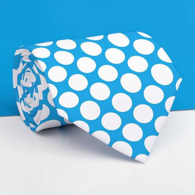 Bright Blue Jumbo Polka Dots Custom Necktie (Creator Uploaded)