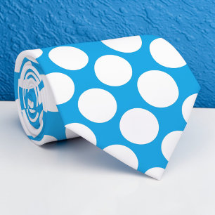 Bright Blue Jumbo Polka Dots Custom Necktie