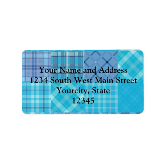 Bright Blue Madras Plaid Address Label