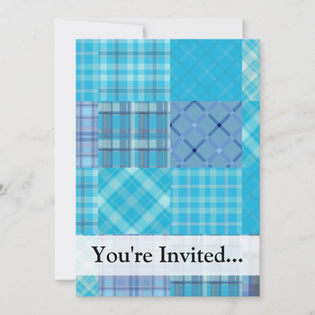 Bright Blue Madras Plaid Invitation (Front)