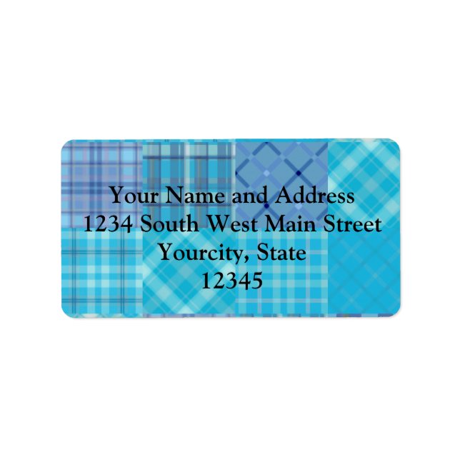 Bright Blue Madras Plaid Label (Front)