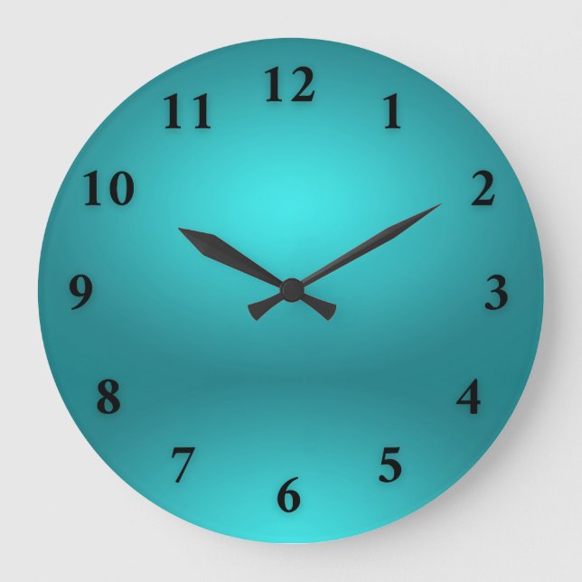 Bright blue modern large wall clock (Front)