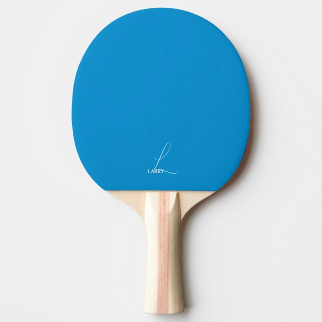 Bright Blue Monogrammed Ping Pong Paddle (Front)