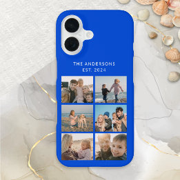 Bright Blue Multi Photo Collage Family Photography iPhone 16 Case