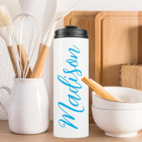 Bright Blue Name in Handwritten Script Custom