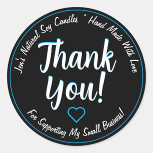 Bright Blue Neon Black Thank You Product Labels