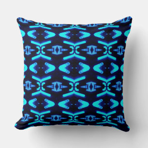 Bright Blue Neon Double-Sided Throw Pillow
