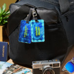 Bright Blue Neon Glowing Pool Water Waves Palm Luggage Tag<br><div class="desc">Bright neon glowing effect design in neon blue and green.</div>