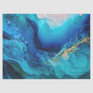 Bright Blue Ocean Waves Tissue Paper