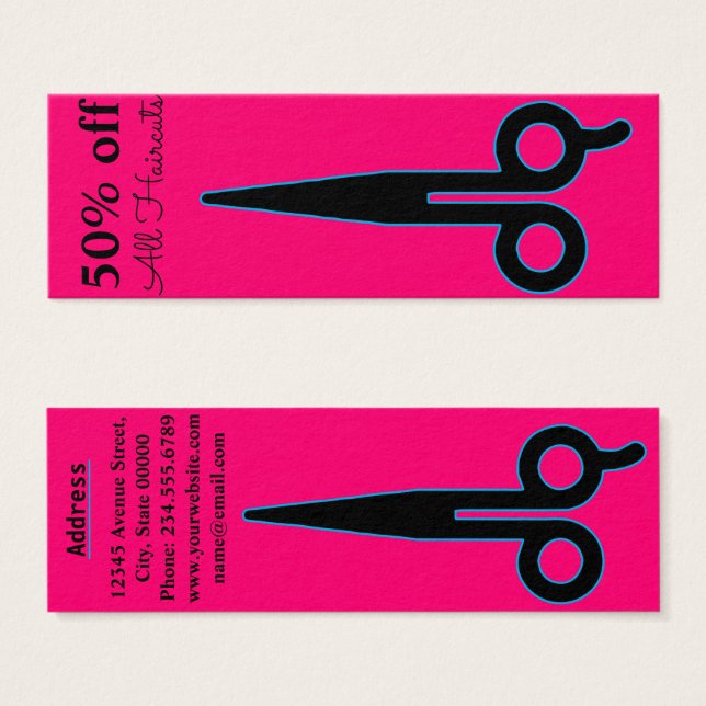 Bright Blue Outlined Scissor Promotion Coupon (Front & Back)