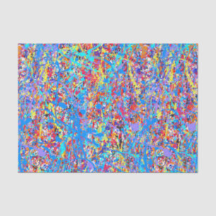 Bright Blue Paint Splatter Abstract Tissue Paper
