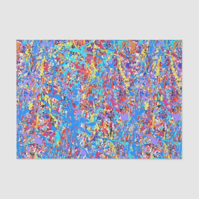 Bright Blue Paint Splatter Abstract Tissue Paper (Front)