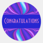 bright blue pink Congratulations Classic Round Sticker