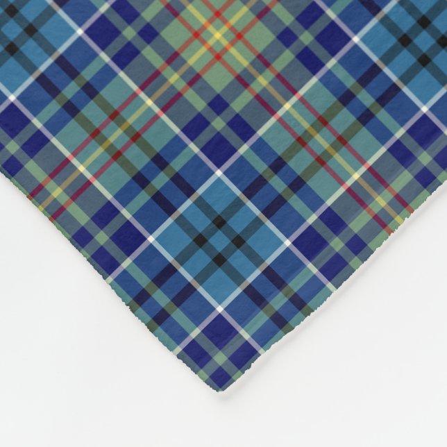 Bright Blue Plaid O'Sullivan Tartan Fleece Blanket (Corner)