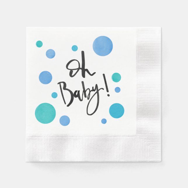 Bright Blue Polka Dot Baby Shower Napkins (Front)