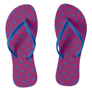 Bright Blue Polka Dots on Aubergine Pattern Thongs