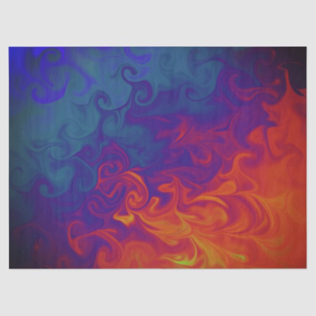 Bright Blue Purple Orange Swirl Abstract  Tissue Paper (Front)