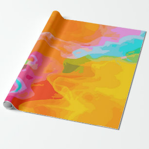 Bright Blue & Red Abstract Paint Pattern – Bold Wrapping Paper