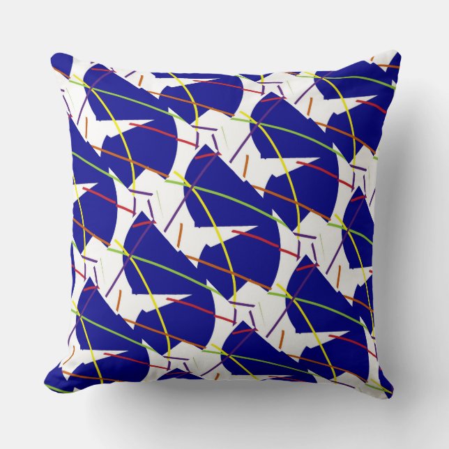 Bright blue, red, orange, purple & more Mod Pillow (Front)