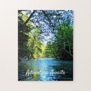 Bright Blue River Under Green Trees in Washington Jigsaw Puzzle