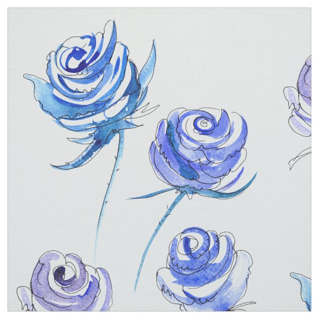 Bright blue roses fabric (Swatch)