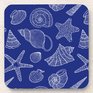 Bright Blue Shell Pattern Coaster