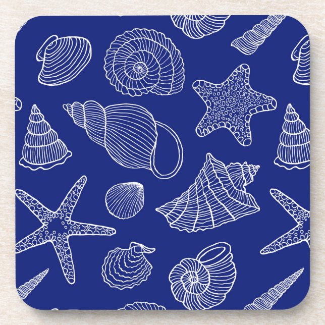Bright Blue Shell Pattern Coaster (Front)