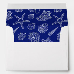 Bright Blue Shell Pattern Envelopes