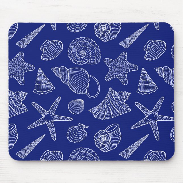 Bright Blue Shell Pattern Mouse Pad (Front)