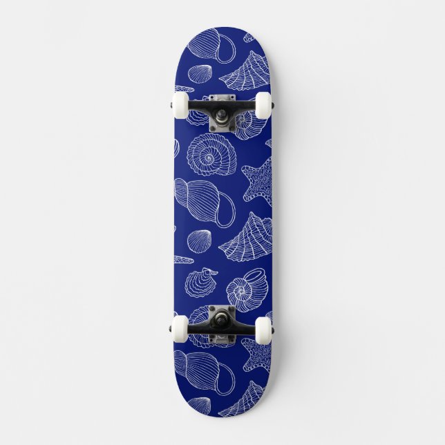 Bright Blue Shell Pattern Skateboard (Front)