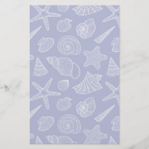 Bright Blue Shell Pattern Stationery