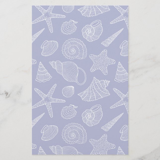 Bright Blue Shell Pattern Stationery (Front)