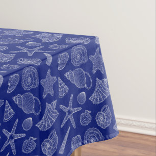 Bright Blue Shell Pattern Tablecloth