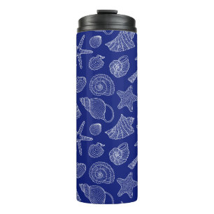 Bright Blue Shell Pattern Thermal Tumbler