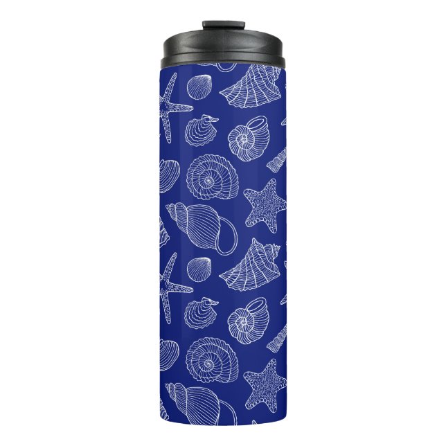 Bright Blue Shell Pattern Thermal Tumbler (Front)