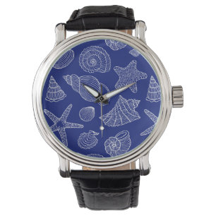 Bright Blue Shell Pattern Watch
