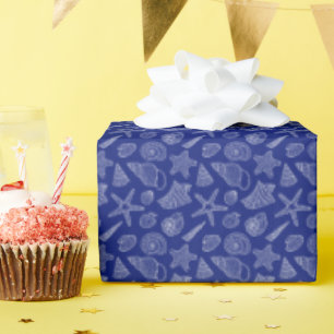 Bright Blue Shell Pattern Wrapping Paper