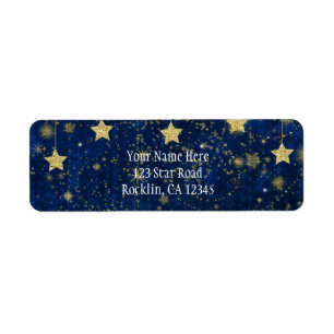 Bright Blue & Silver Starry Celestial Invitation Return Address Label
