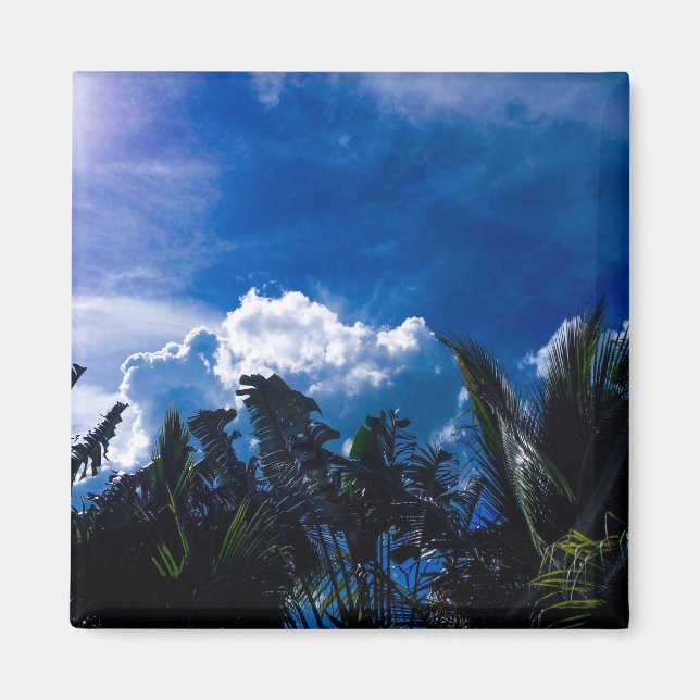 Bright Blue Sky With Clouds Magnet (Front)