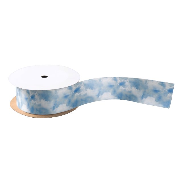 Bright Blue Sky with Fluffy White Clouds Satin Ribbon (Spool)