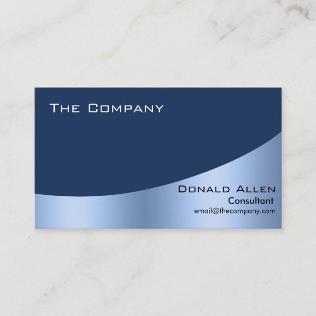Bright Blue Steel Metal Professional Elegant Business Card (Front)