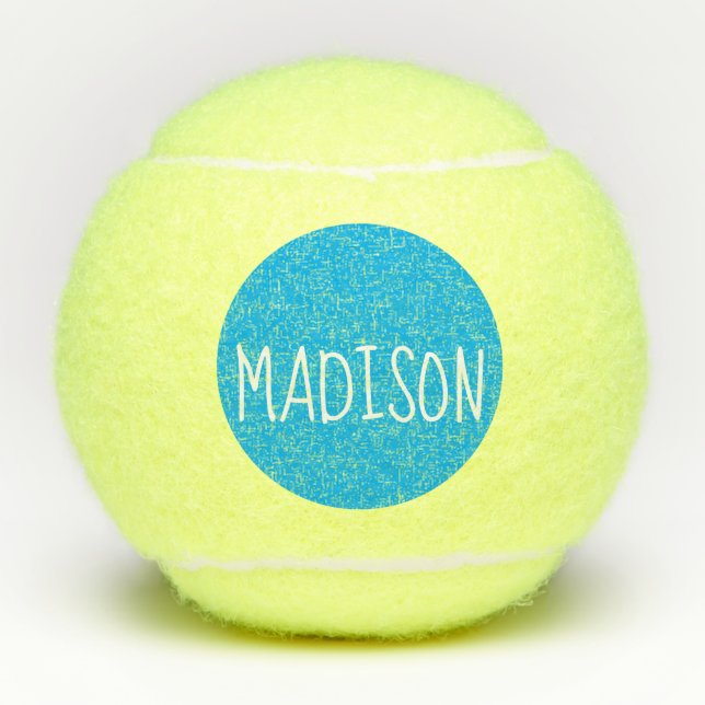Bright Blue Super Cute Custom Name Tennis Balls (Front)