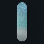 Bright Blue Teal Sparkly Glitter Ombre Gradient Skateboard<br><div class="desc">This elegant, glamourous, and chic print is perfect for the trendy and stylish girly girl. It features a faux printed sparkly bright blue glitter into teal green into pastel blue triple gradient ombre. It's modern, pretty, girly, unique, and cool. ***IMPORTANT DESIGN NOTE: For any custom design request such as matching...</div>