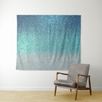 Bright Blue Teal Sparkly Glitter Ombre Gradient