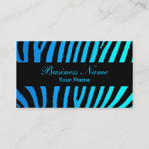 Bright blue teal zebra stripes custom cards