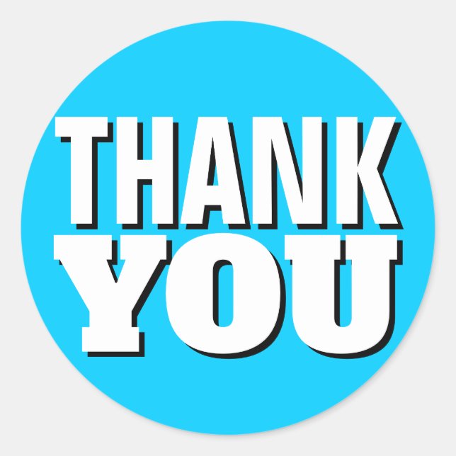 Bright Blue Thank You Simple Classic Round Sticker (Front)