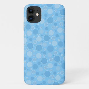 bright blue tones with polka dots in retro sixties iPhone 11 case