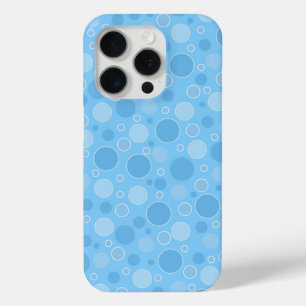 bright blue tones with polka dots in retro sixties iPhone 15 pro case